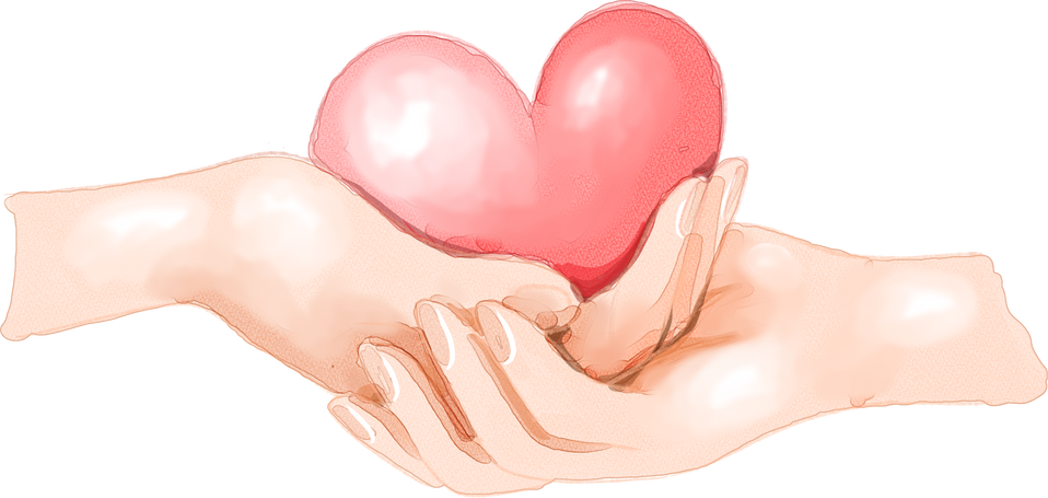 Watercolor Hands Holding Heart