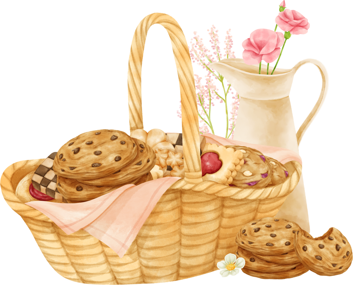 watercolor basket of cookies